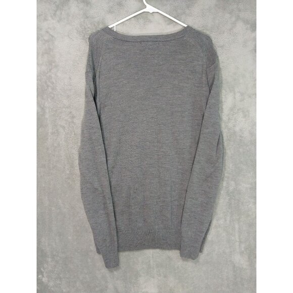 Banana Republic Sweater Mens XL Gray Extra Fine Merino Wool V Neck Pullover - Picture 2 of 8